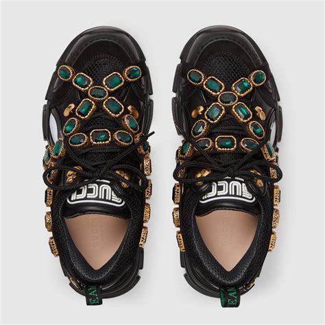 gucci flashtrek sneaker with removable crystals metallic leather|gucci flashtrek sneakers cheap.